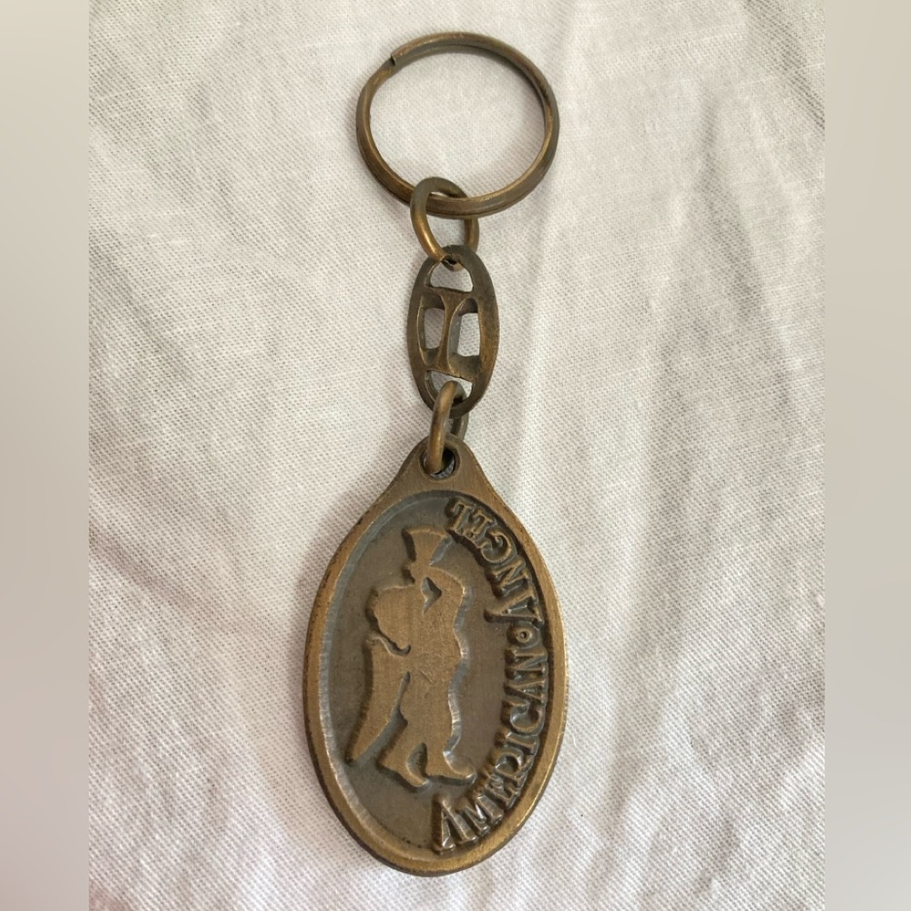 MCM KEYCHAIN Solid Bronze “AMERICAN ANGEL” - Unusual - Vintage - Collectible